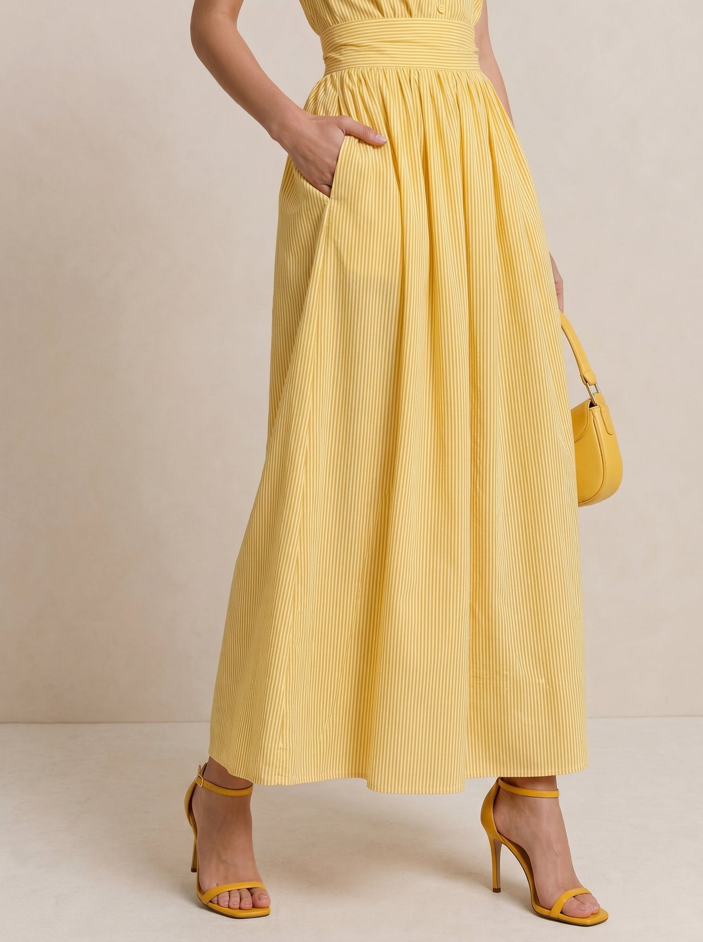 Vestido Midi de Algodón a Rayas