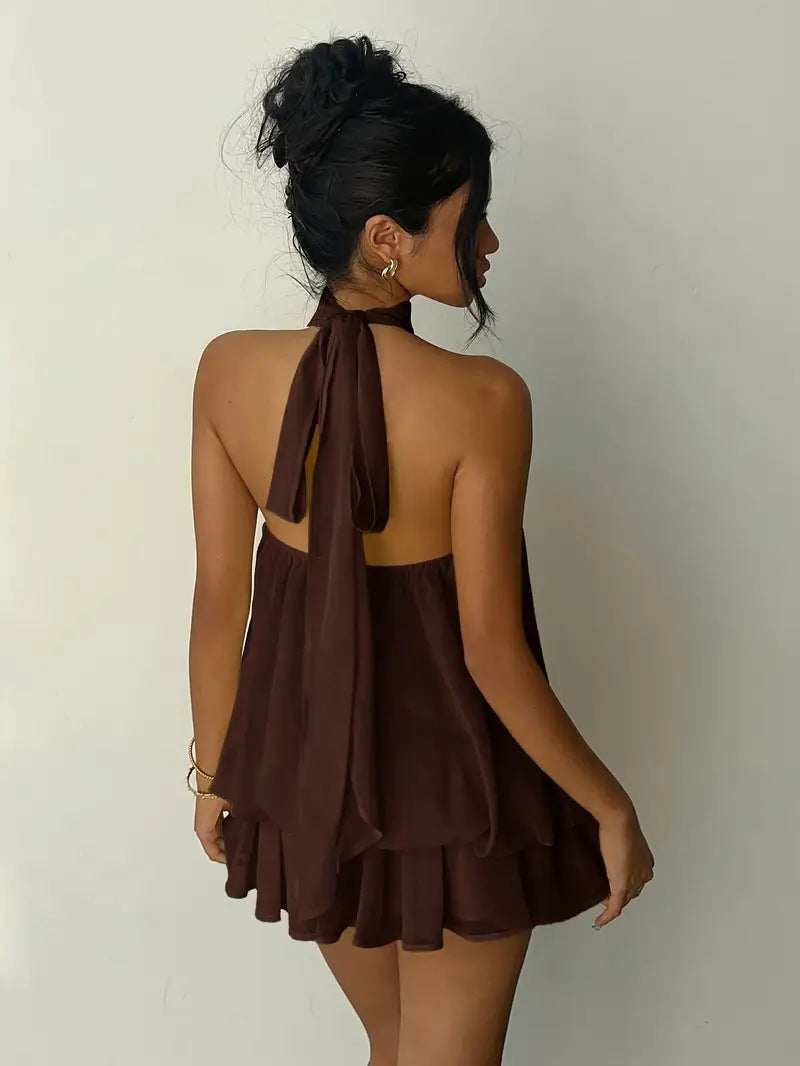 Vestido Mini Halter de Gasa