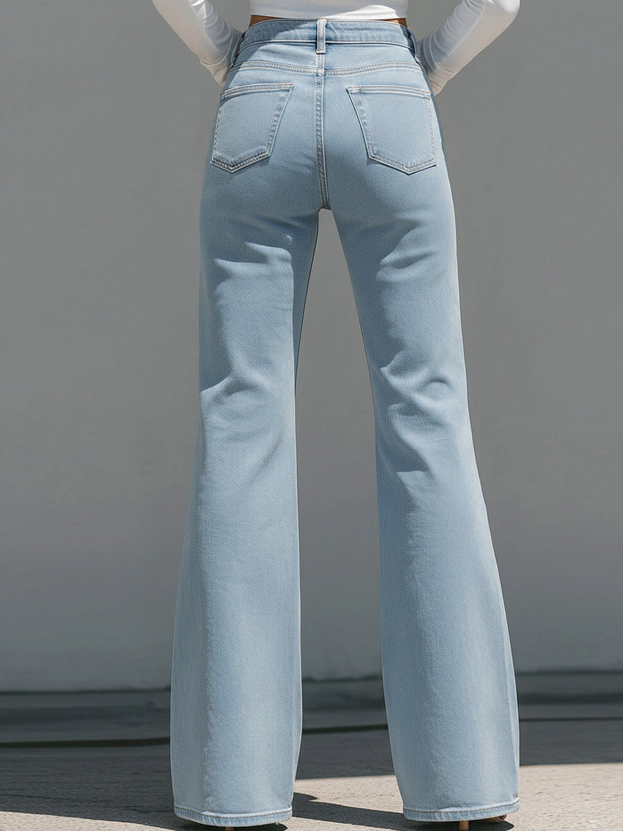 Jeans Acampanados Azul Claro Costura Viva