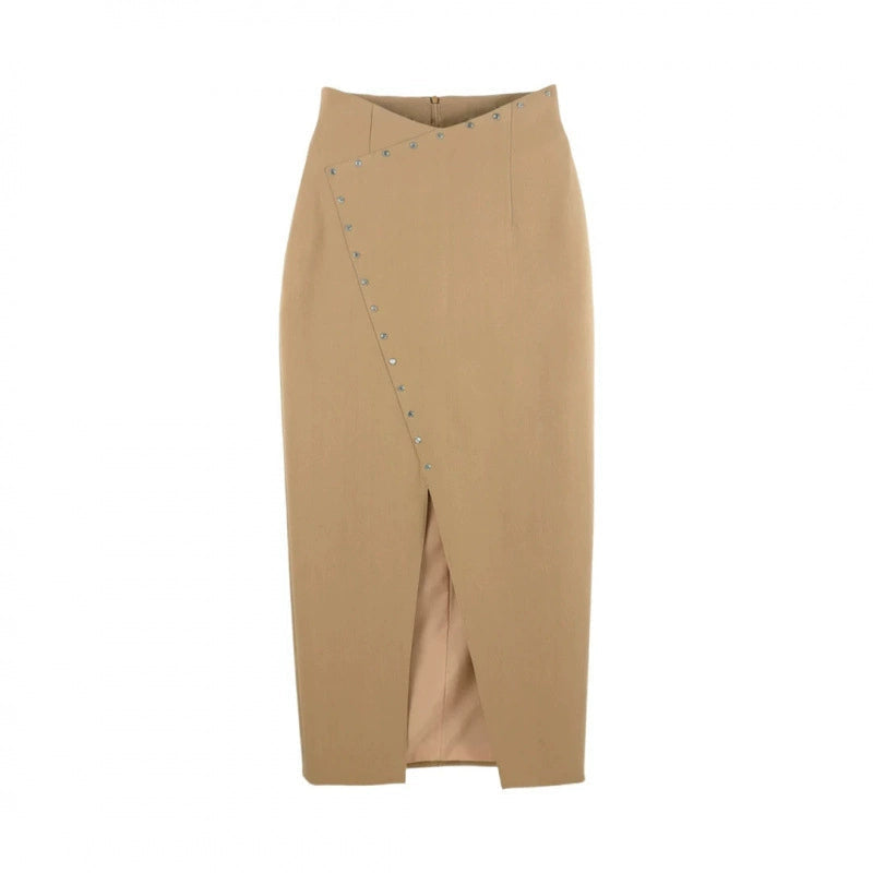 Falda Midi Tachas Abertura Asimétrica