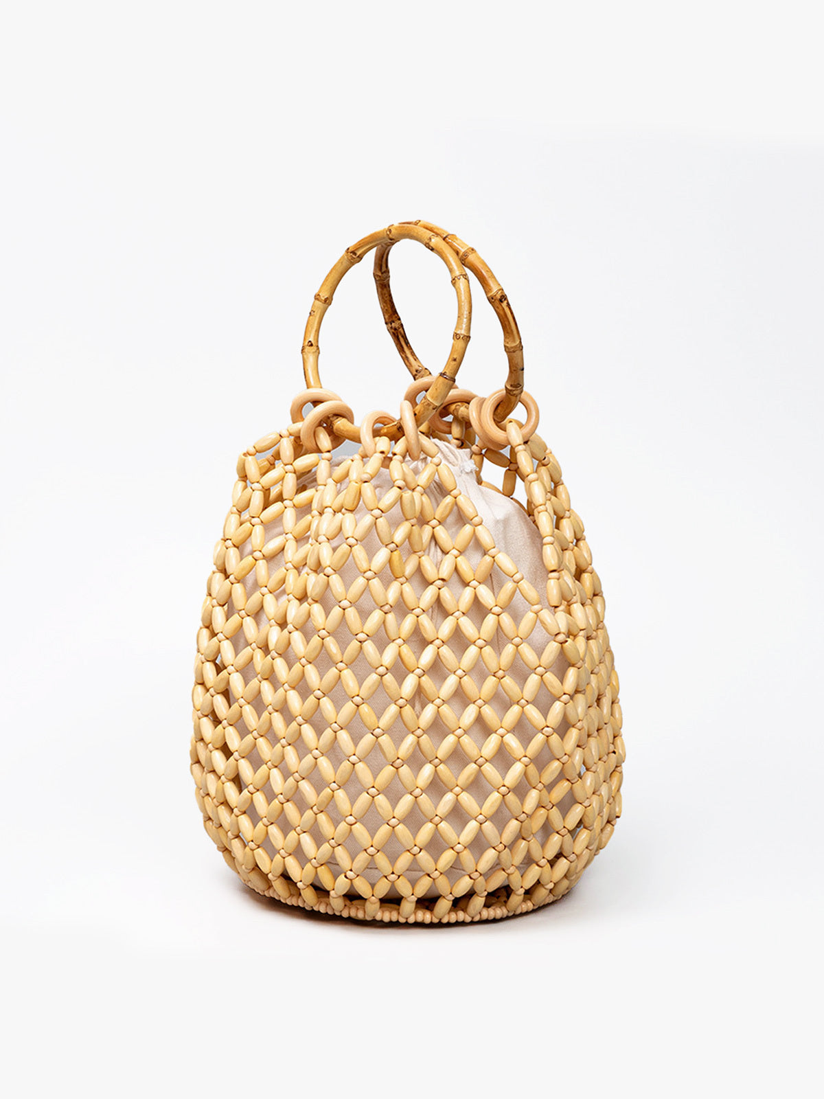 Bolso Bucket Cuentas y Bambú