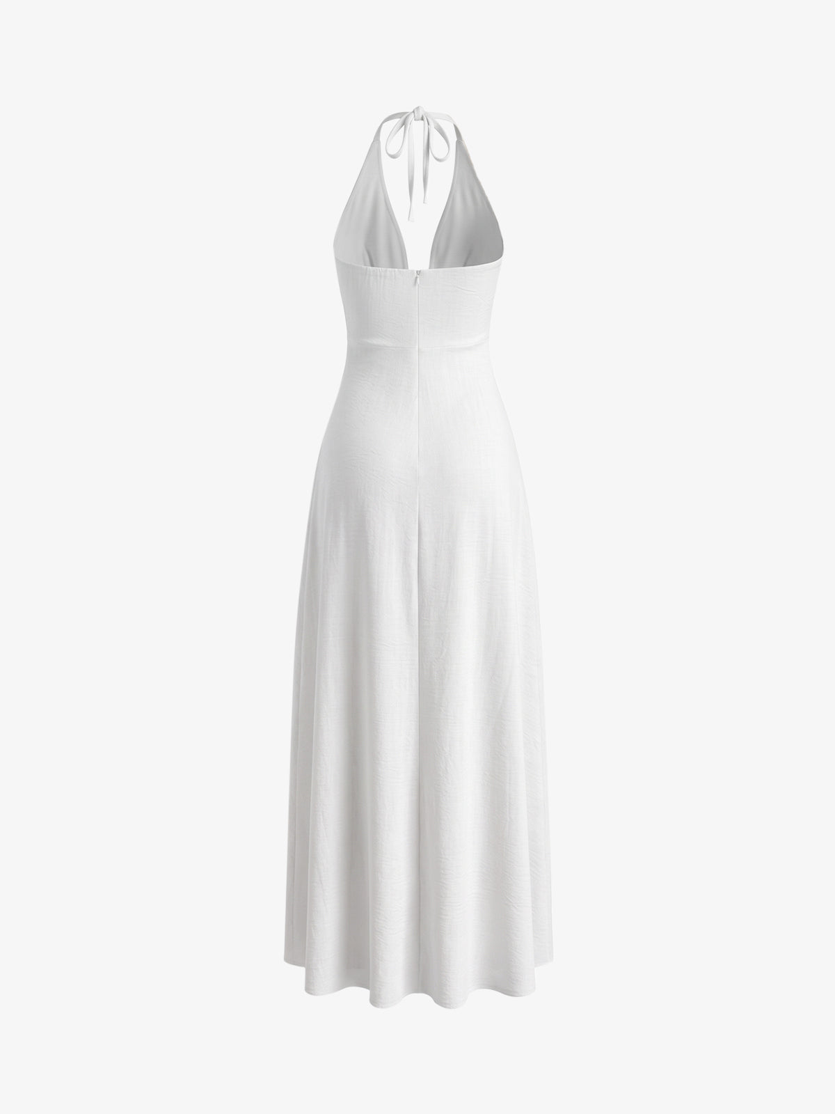Vestido Maxi Halter de Lino con Lazada en la Espalda