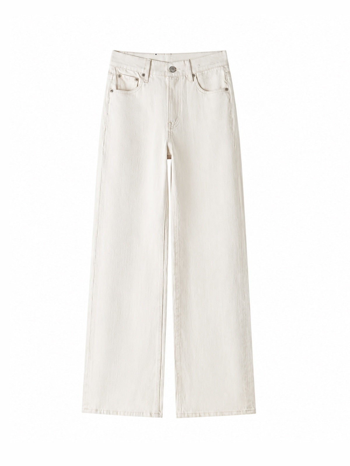 Jeans Anchos Tiro Alto de Algodón