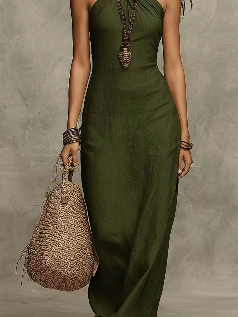 Vestido Maxi Halter Entallado