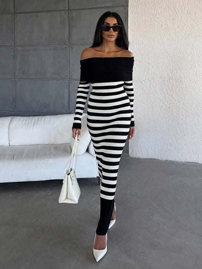 Vestido Midi Hombros Descubiertos Canalé