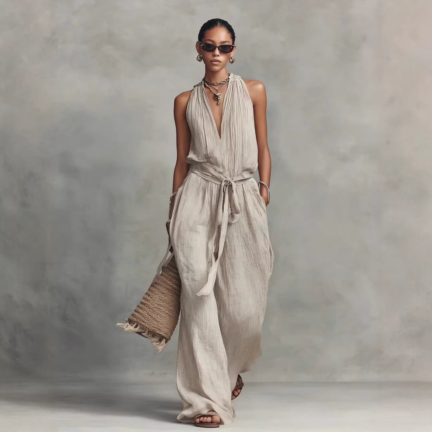 Mono Halter Plisado con Cinturón