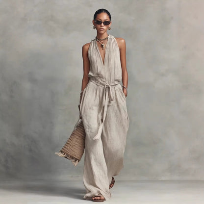 Mono Halter Plisado con Cinturón