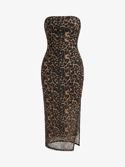 Vestido Midi Sin Tirantes Estampado