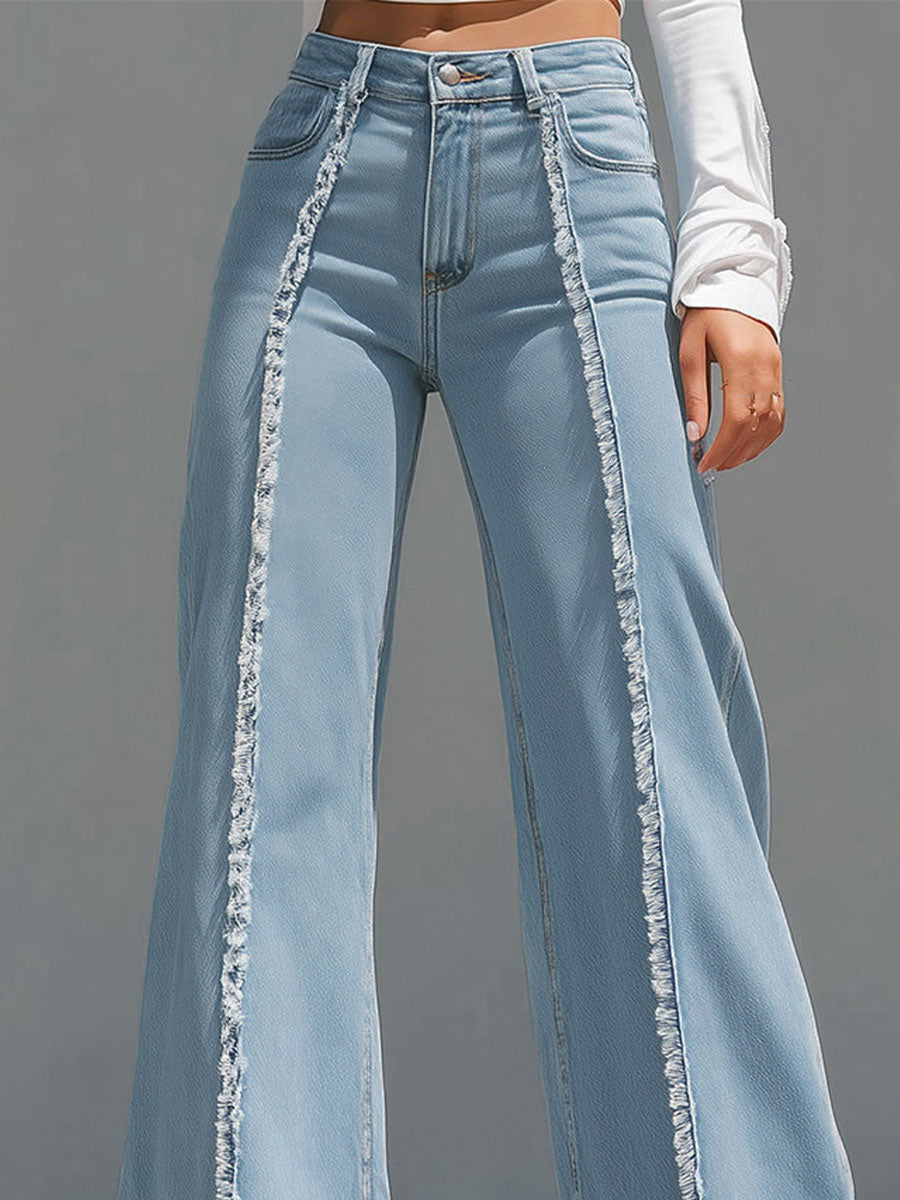 Jeans Acampanados Azul Claro Costura Viva