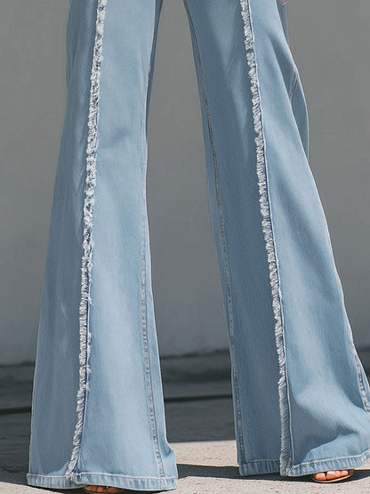 Jeans Acampanados Azul Claro Costura Viva