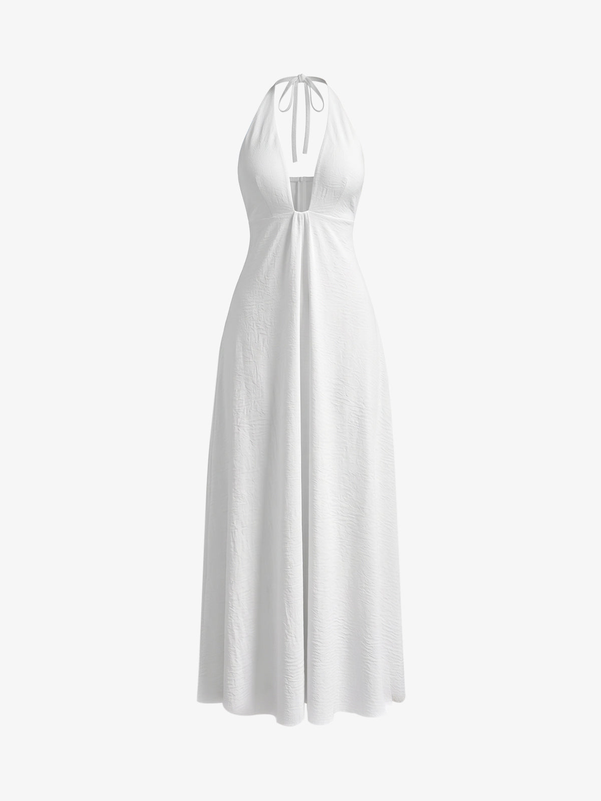 Vestido Maxi Halter de Lino con Lazada en la Espalda