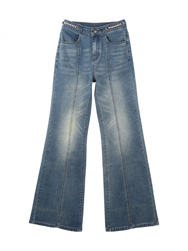 Jeans Acampanados Tiro Alto Lavado Vintage