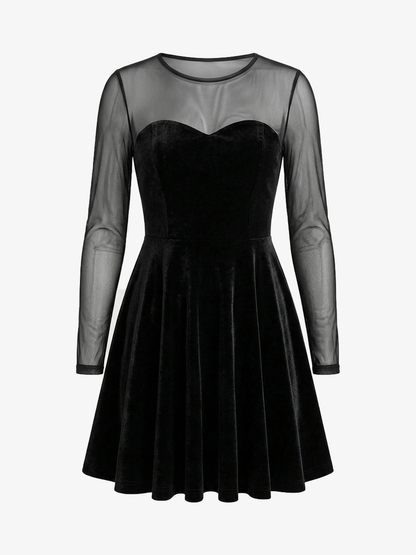 Vestido Mini de Terciopelo Manga Larga