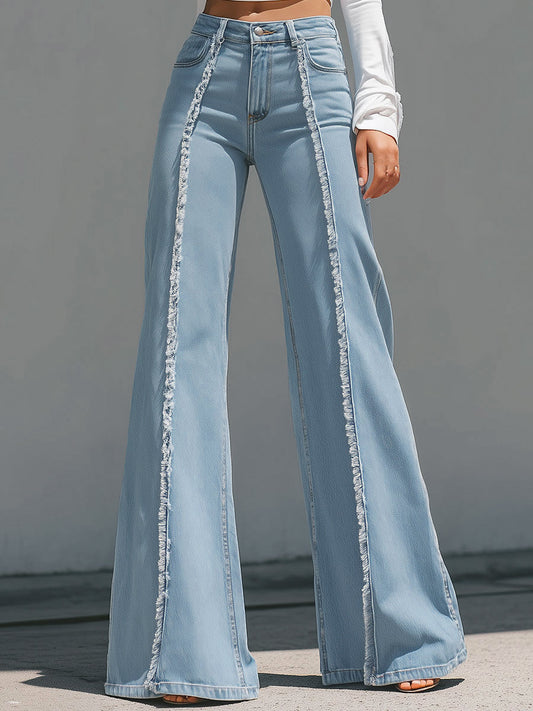 Jeans Acampanados Azul Claro Costura Viva