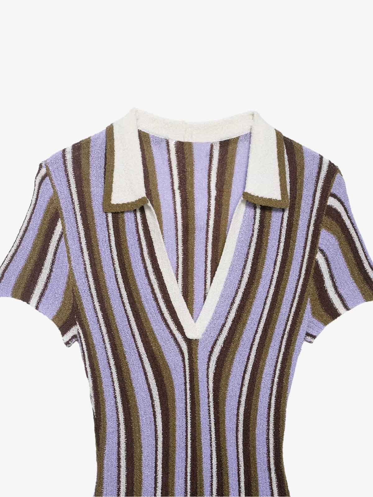Vestido Mini de Punto a Rayas