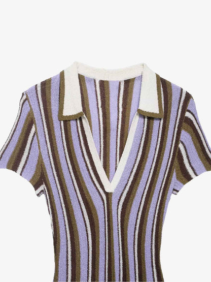 Vestido Mini de Punto a Rayas