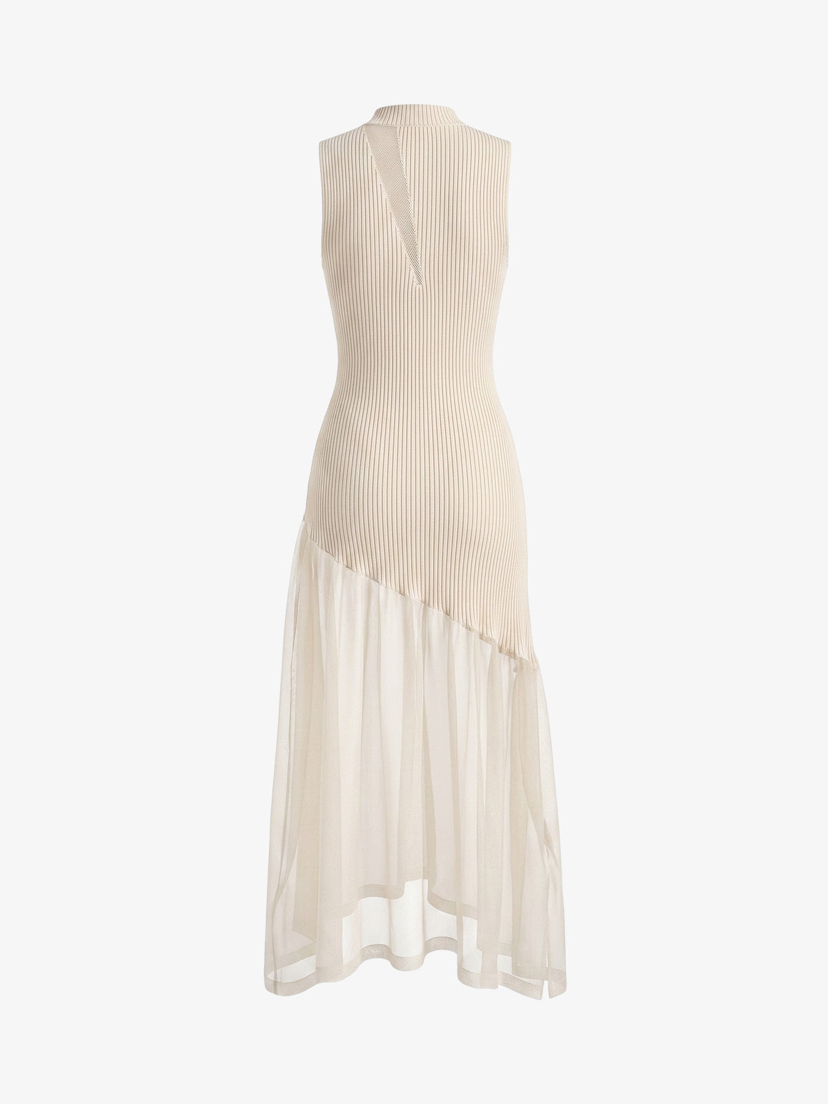 Vestido Maxi de Punto con Panel Transparente