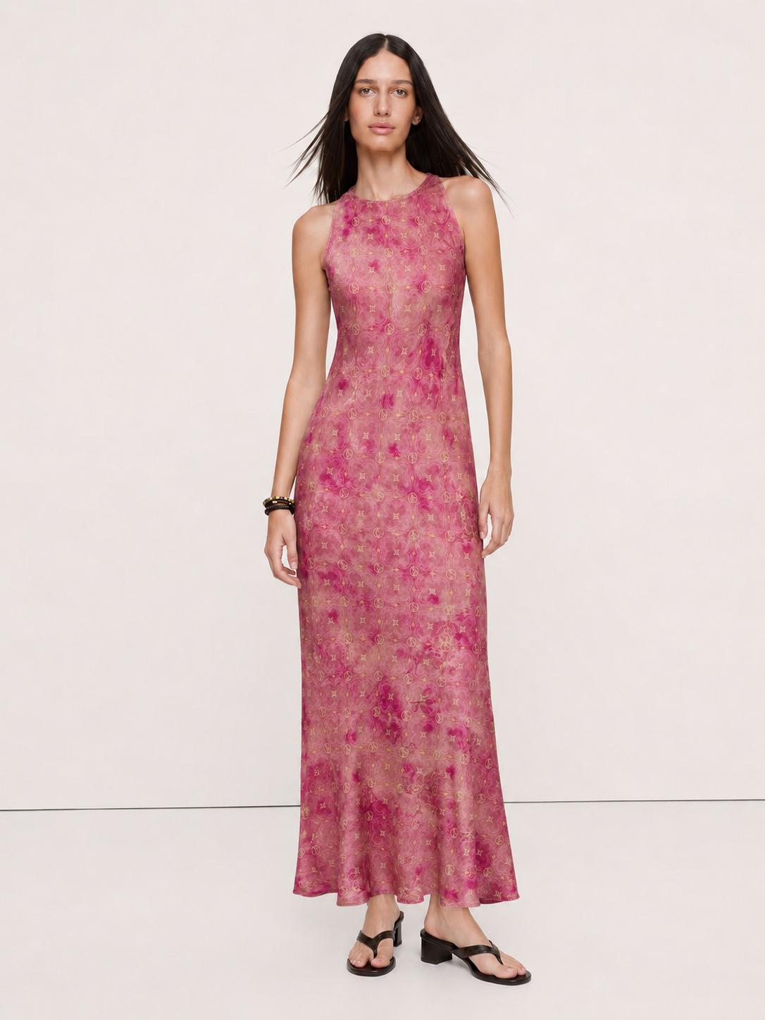 Vestido Maxi de Gasa de Seda con Bordado