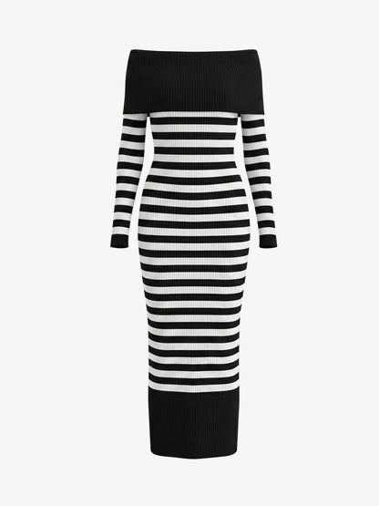 Vestido Midi Hombros Descubiertos Canalé
