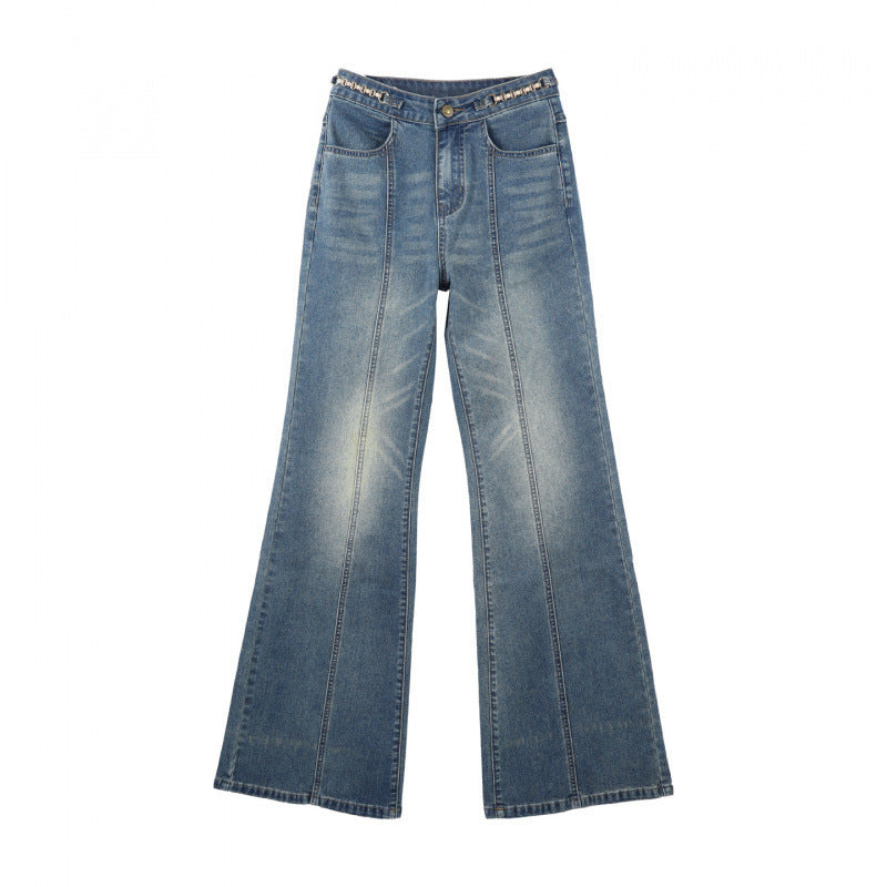 Jeans Acampanados Tiro Alto Lavado Vintage