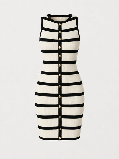 Vestido Mini Canalé con Botones