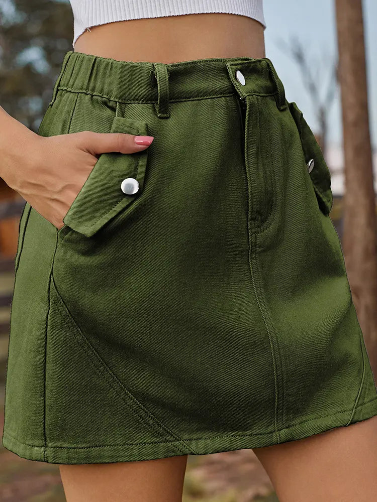 Minifalda Denim Lavado Cintura Elástica