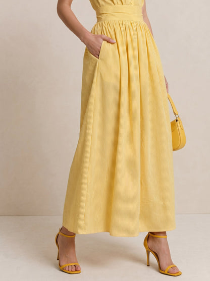 Vestido Midi de Algodón a Rayas