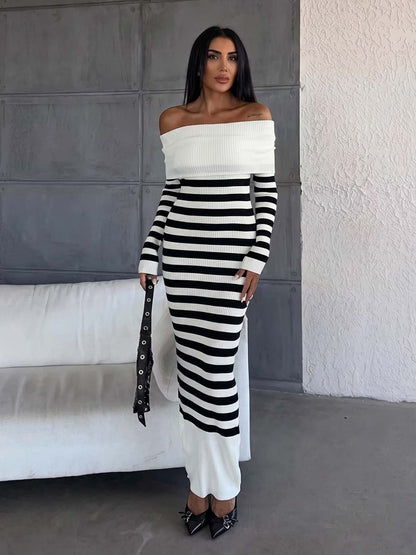 Vestido Midi Hombros Descubiertos Canalé