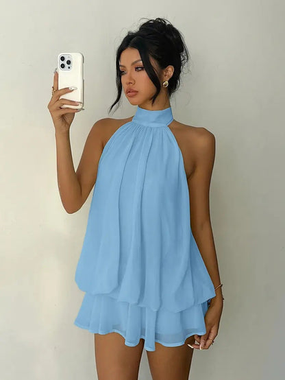 Vestido Mini Halter de Gasa