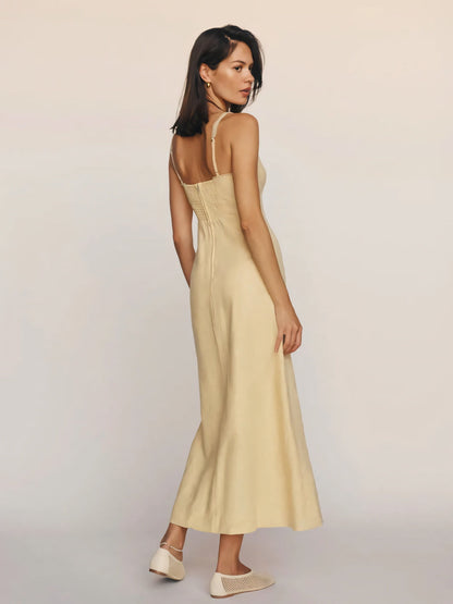 Vestido Midi Estampado con Tirantes