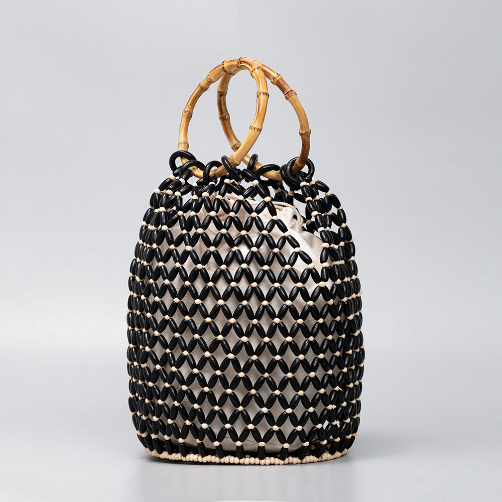 Bolso Bucket Cuentas y Bambú