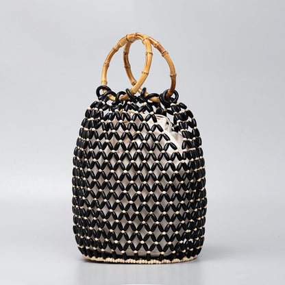 Bolso Bucket Cuentas y Bambú