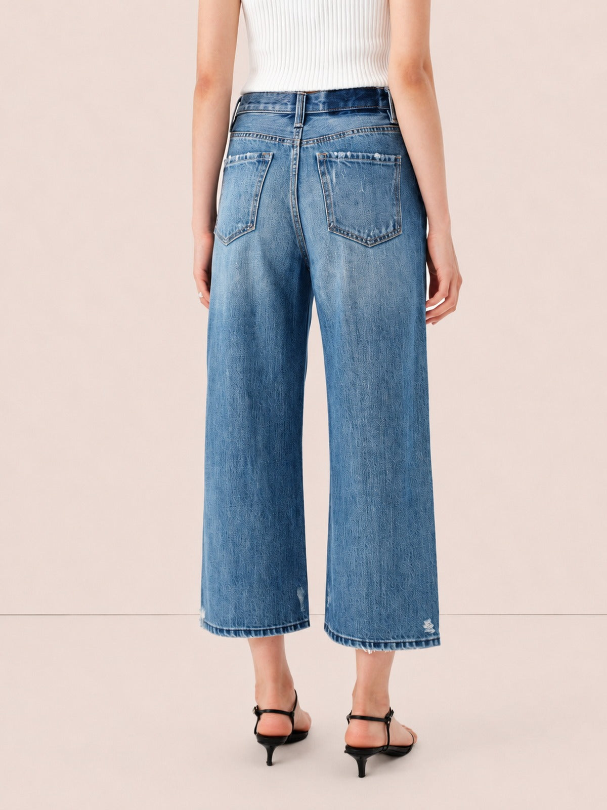 Jeans Rectos Cropped Tiro Alto