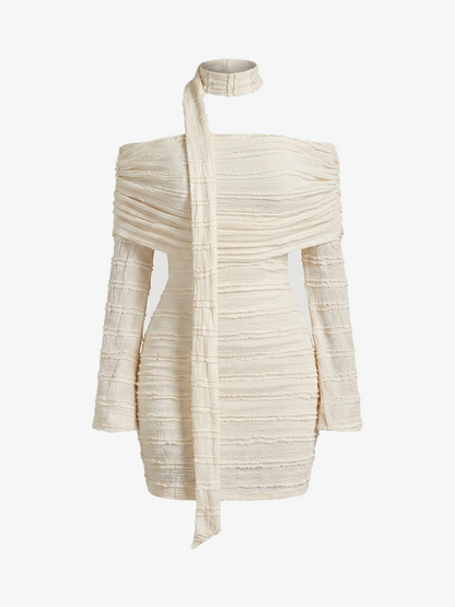 Vestido Mini Hombros Descubiertos con Escote Halter