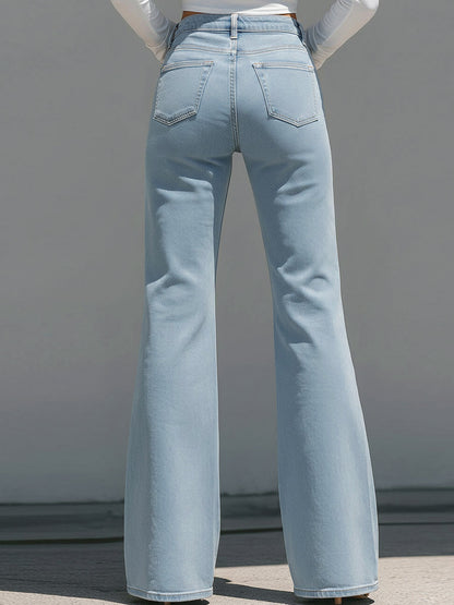 Jeans Acampanados Azul Claro Costura Viva