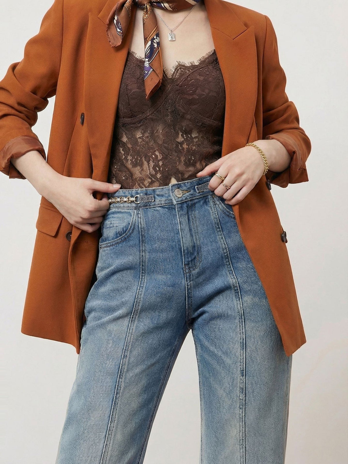 Jeans Acampanados Tiro Alto Lavado Vintage