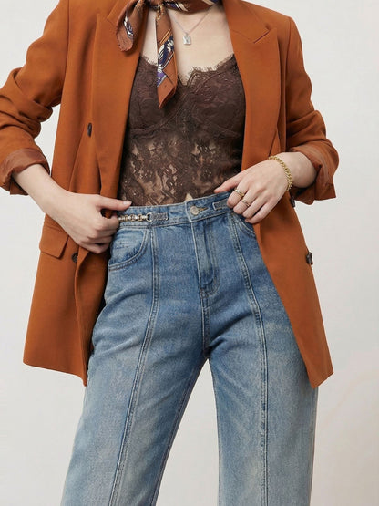 Jeans Acampanados Tiro Alto Lavado Vintage