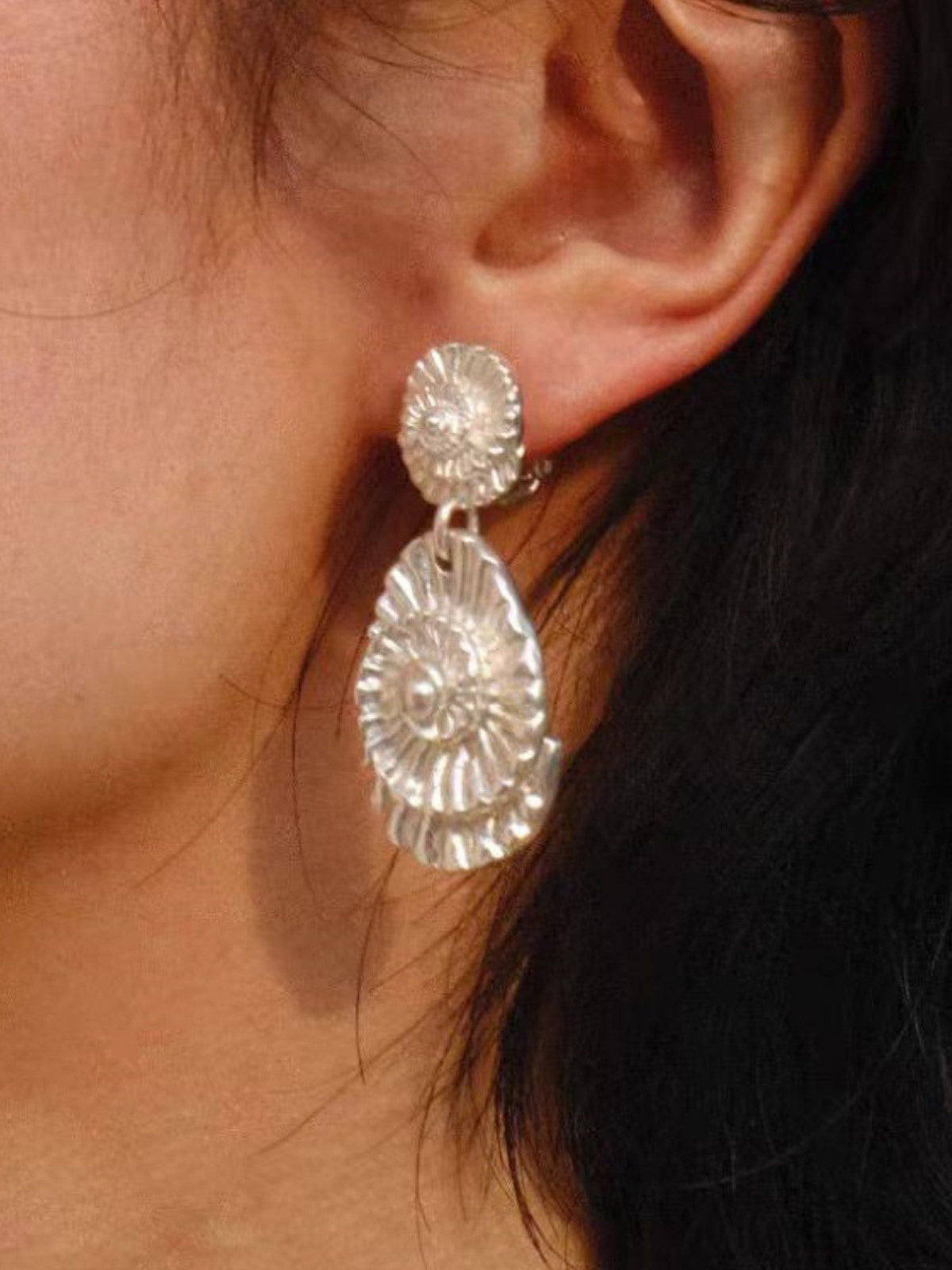 Pendientes Textura Floral Plata