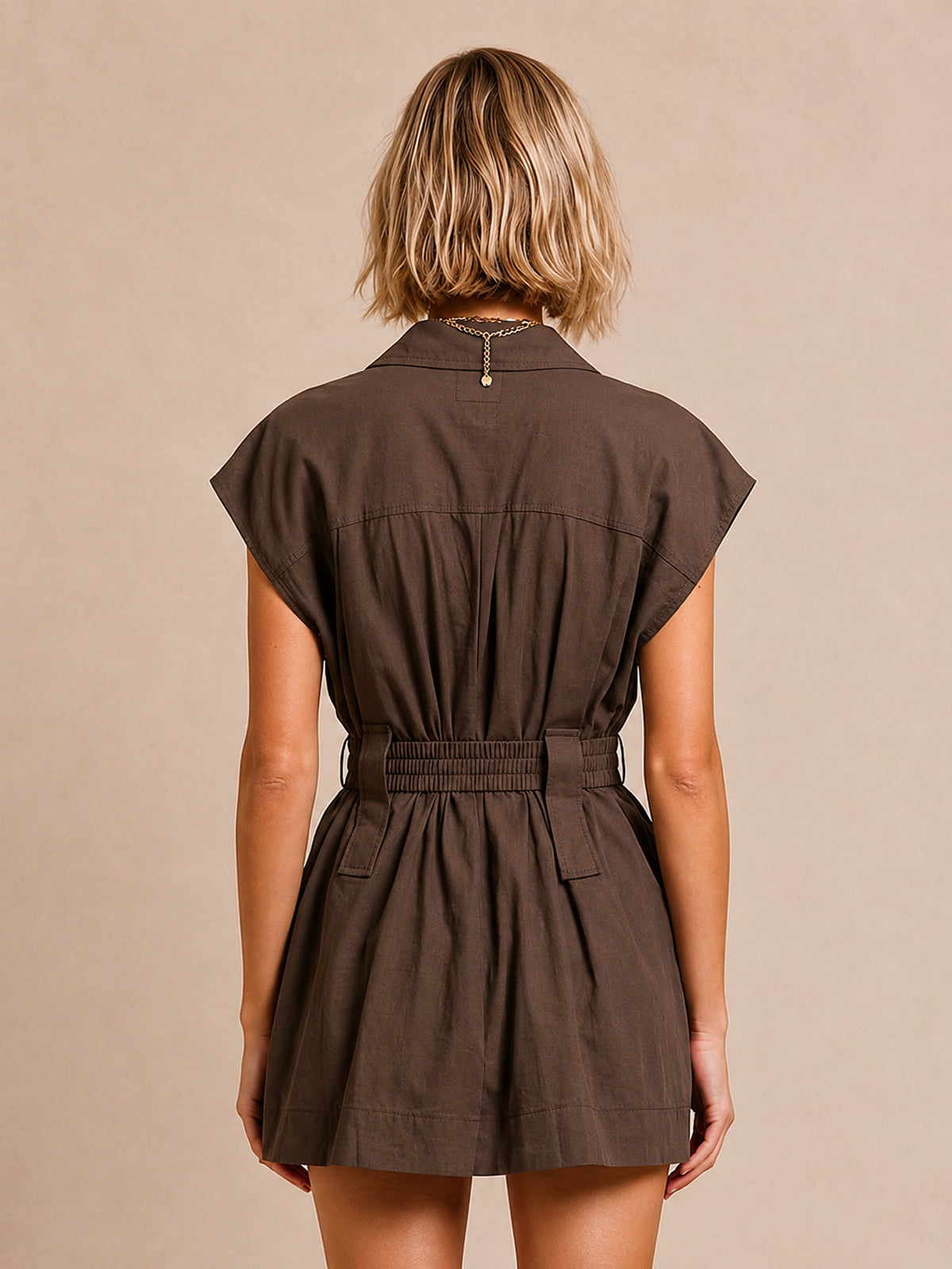Vestido Mini Camisero Utility con Cinturón