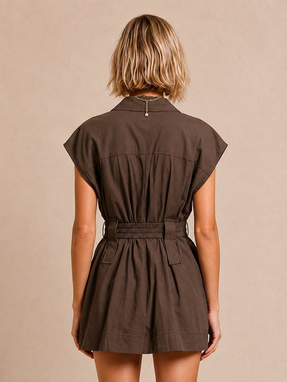 Vestido Mini Camisero Utility con Cinturón