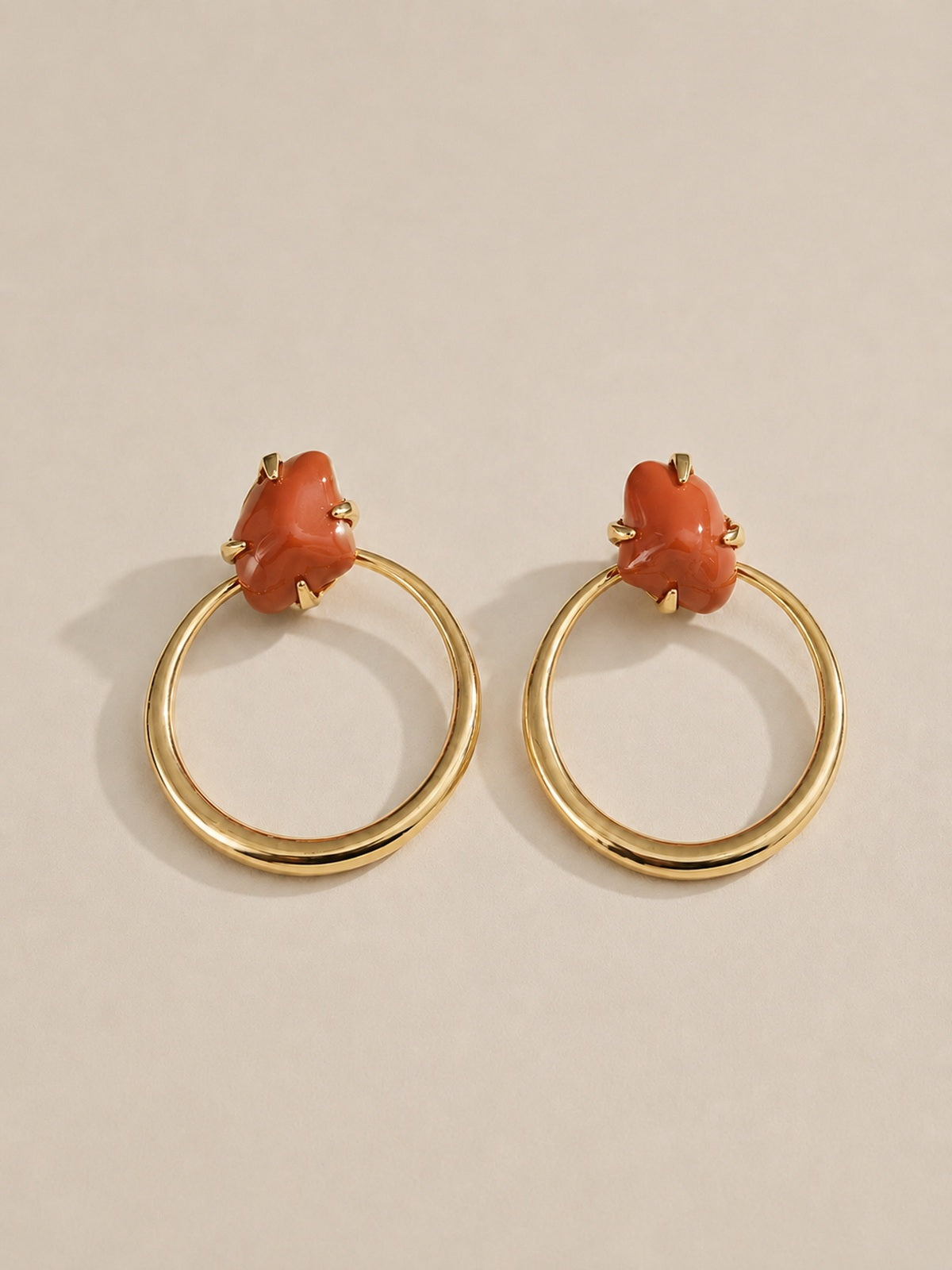 Pendientes Aro Gema Resina Vintage