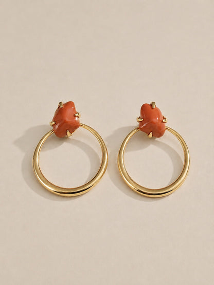 Pendientes Aro Gema Resina Vintage