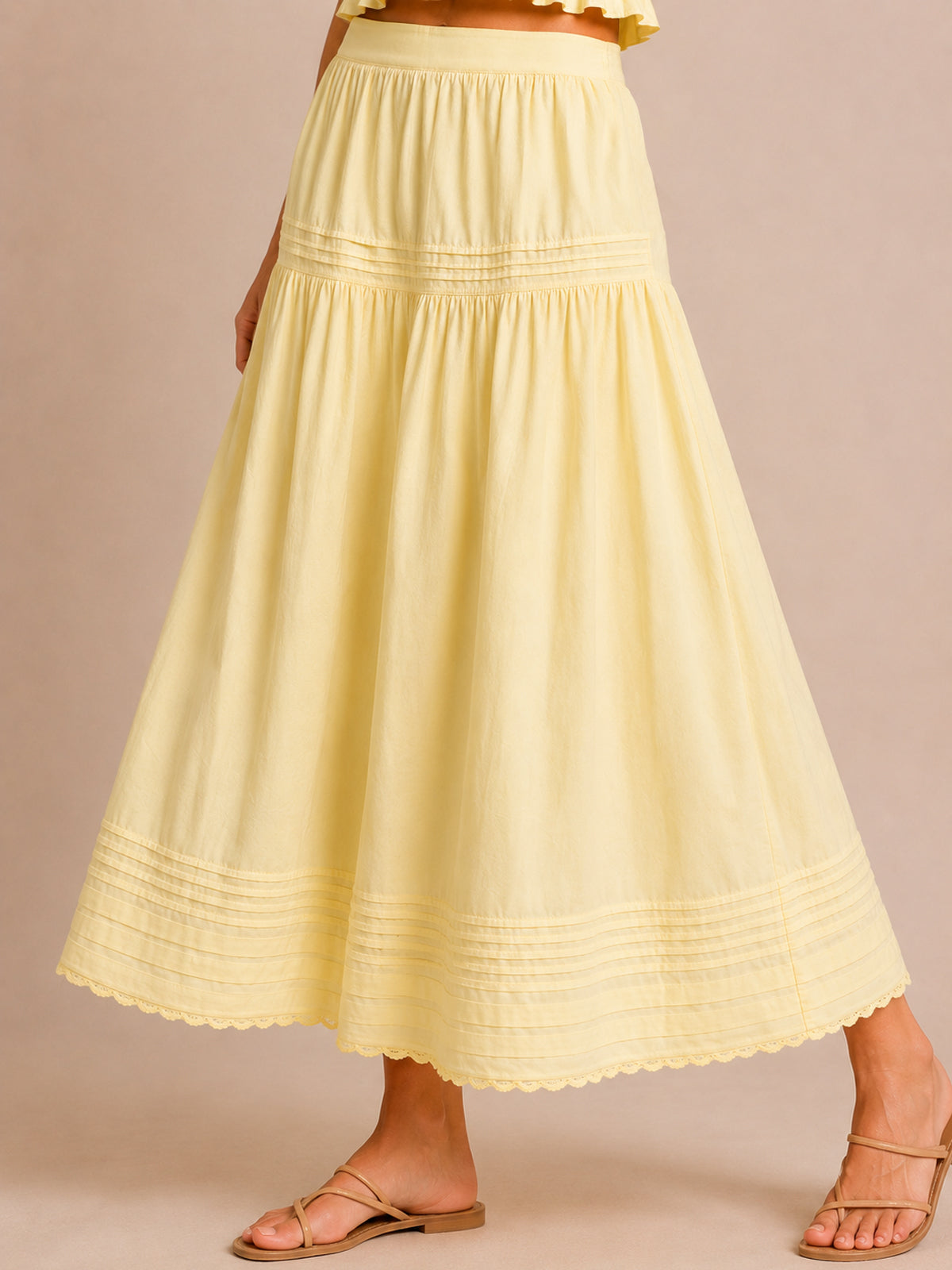 Vestido Maxi Fruncido Sin Tirantes