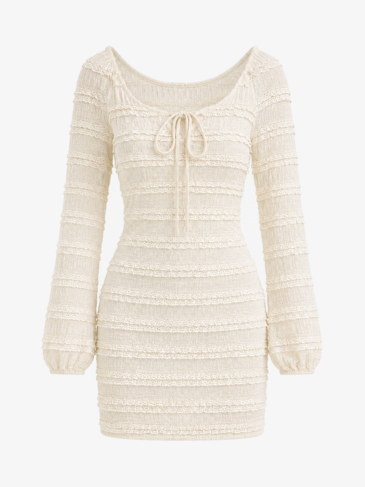 Vestido Mini Espalda Descubierta con Textura