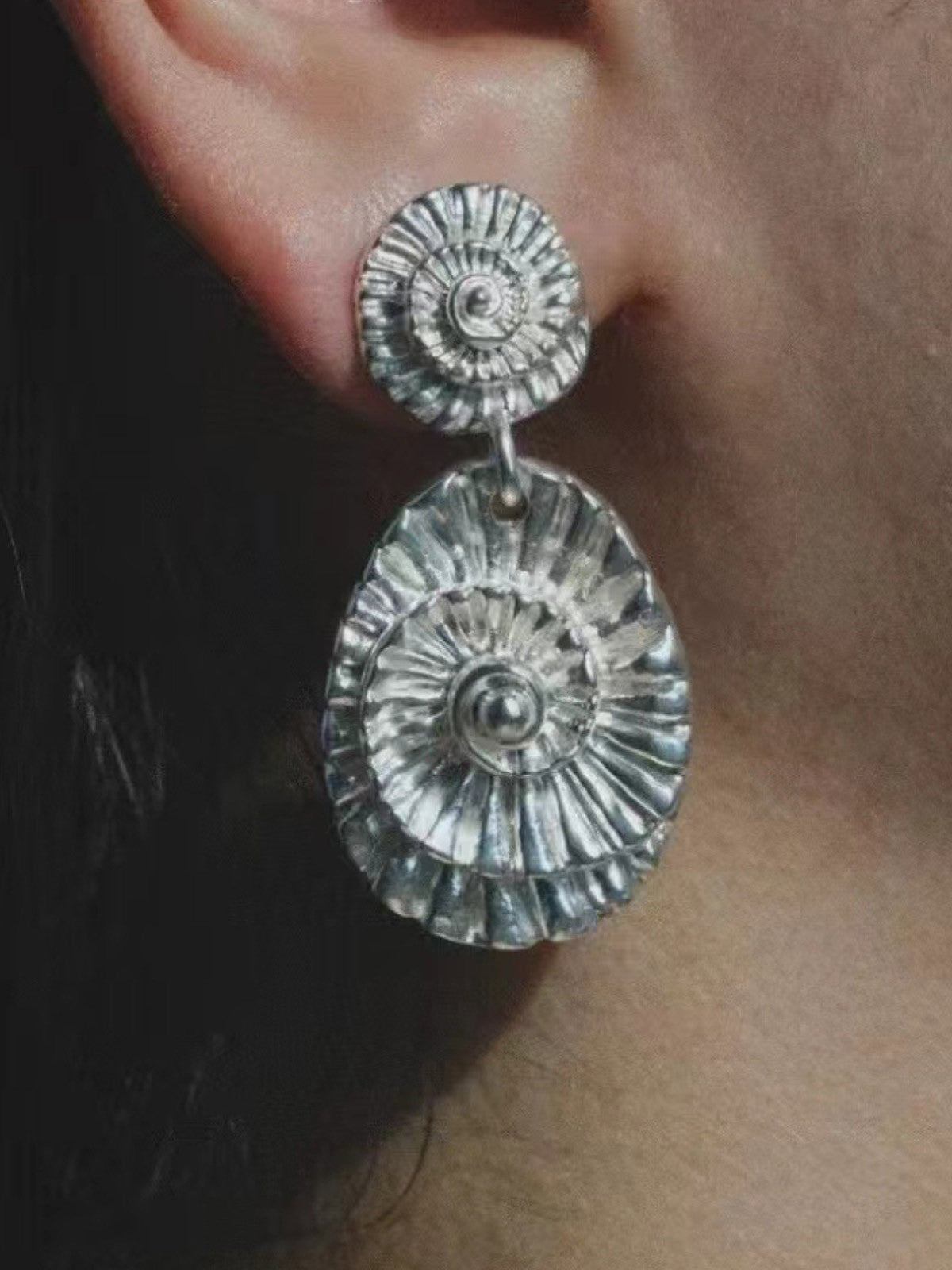 Pendientes Textura Floral Plata