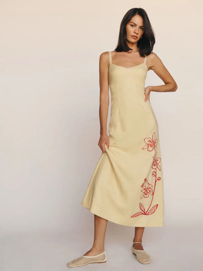 Vestido Midi Estampado con Tirantes