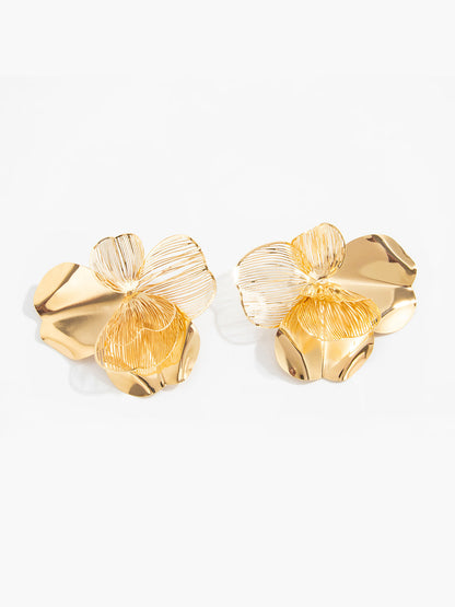 Pendientes Clip Flor Dorada