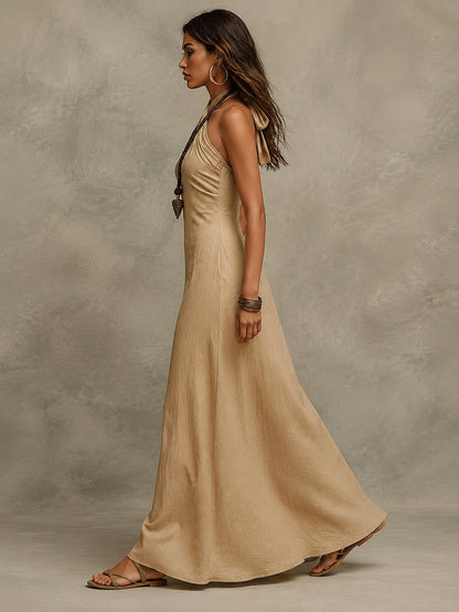 Vestido Maxi Halter Entallado