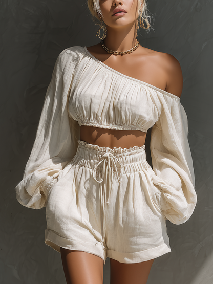 Conjunto Top Escote Hombros Caídos y Short