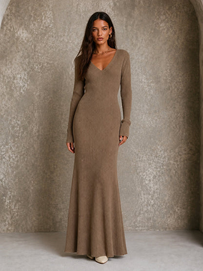 Vestido Maxi de Punto Acanalado